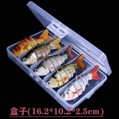 FINXTIDE 5 Pieces/set Fishing Lures Set Multi Segments Jointed Hard Bait 3.9in/0.56oz,Bionic Hard Fishing Bait Suitable for Fresh Water and Saltwater,Sinking Lifelike Swimbait Outdoor Fishing Equipment for Dealsforyoudays Perfect for Beginners