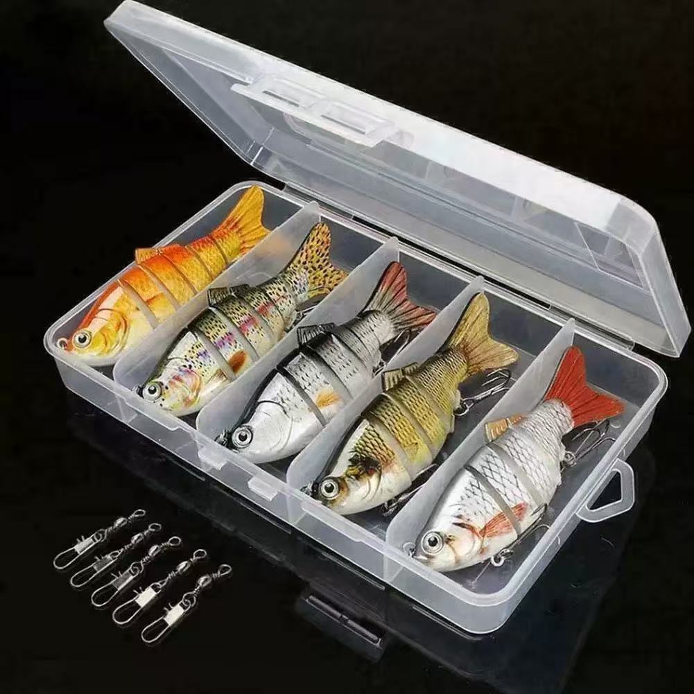 FINXTIDE 5 Pieces/set Fishing Lures Set Multi Segments Jointed Hard Bait 3.9in/0.56oz,Bionic Hard Fishing Bait Suitable for Fresh Water and Saltwater,Sinking Lifelike Swimbait Outdoor Fishing Equipment for Dealsforyoudays Perfect for Beginners