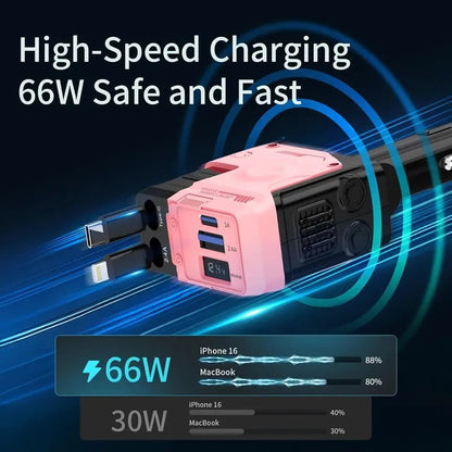 ⏰Christmas Limited-Time Offer🎄Retractable Car Charger 4 in 1 USB C Fast Charging Adapter with Dual Charge Port