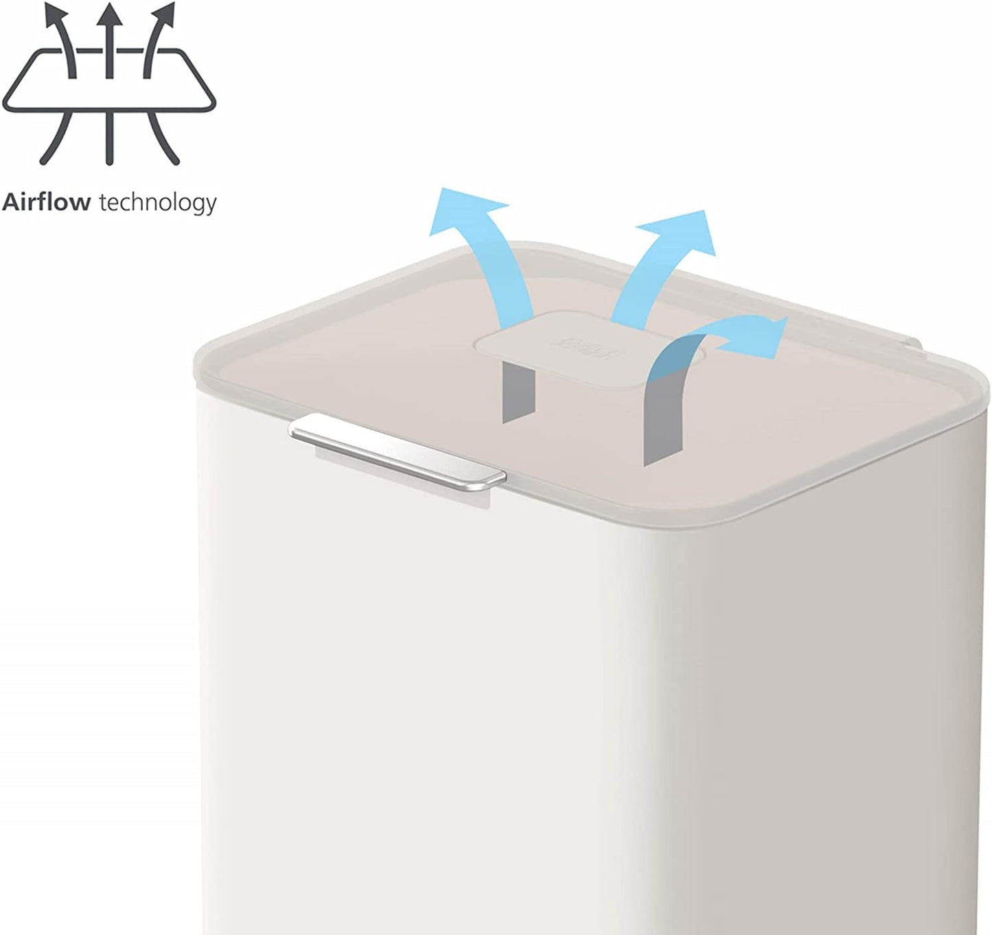 Joseph Joseph Totem Max 60 Liter/15.85 Gallon Waste Separation and Recycling Kitchen Trash Can with Odor Filter and Removable Food Waste Caddy, Stainless Steel