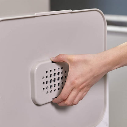 Joseph Joseph Totem Max 60 Liter/15.85 Gallon Waste Separation and Recycling Kitchen Trash Can with Odor Filter and Removable Food Waste Caddy, Stainless Steel