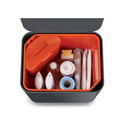 Joseph Joseph Totem Max 60 Liter/15.85 Gallon Waste Separation and Recycling Kitchen Trash Can with Odor Filter and Removable Food Waste Caddy, Stainless Steel