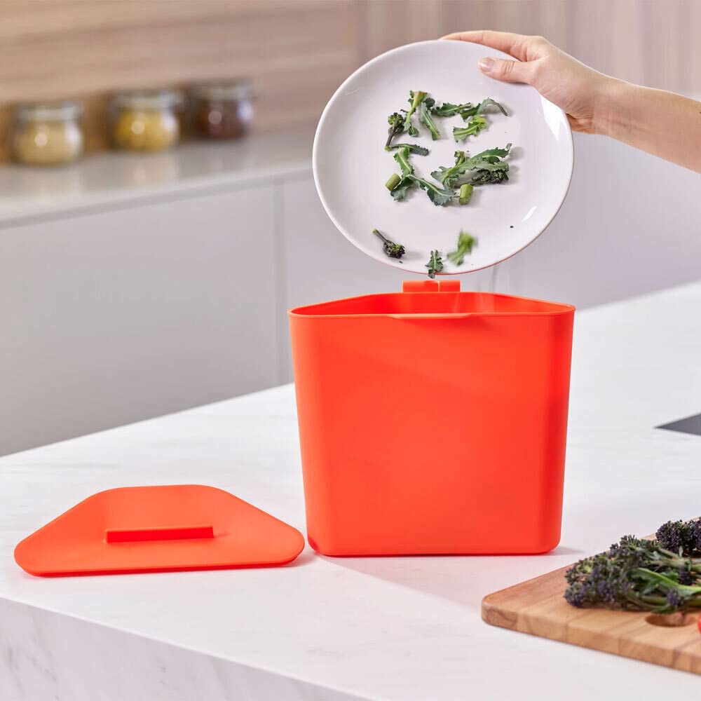 Joseph Joseph Totem Max 60 Liter/15.85 Gallon Waste Separation and Recycling Kitchen Trash Can with Odor Filter and Removable Food Waste Caddy, Stainless Steel