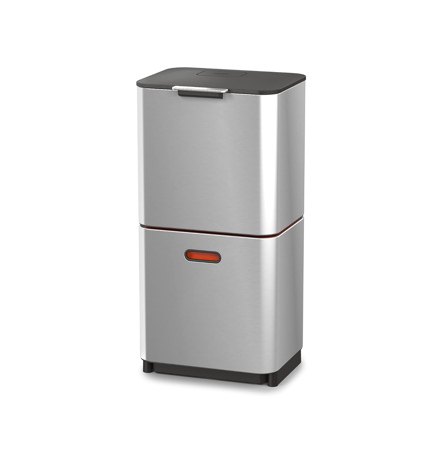 Joseph Joseph Totem Max 60 Liter/15.85 Gallon Waste Separation and Recycling Kitchen Trash Can with Odor Filter and Removable Food Waste Caddy, Stainless Steel