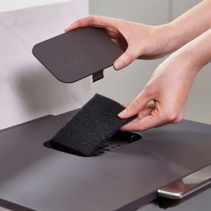 Joseph Joseph Totem Max 60 Liter/15.85 Gallon Waste Separation and Recycling Kitchen Trash Can with Odor Filter and Removable Food Waste Caddy, Stainless Steel