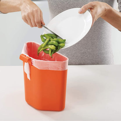 Joseph Joseph Totem Max 60 Liter/15.85 Gallon Waste Separation and Recycling Kitchen Trash Can with Odor Filter and Removable Food Waste Caddy, Stainless Steel