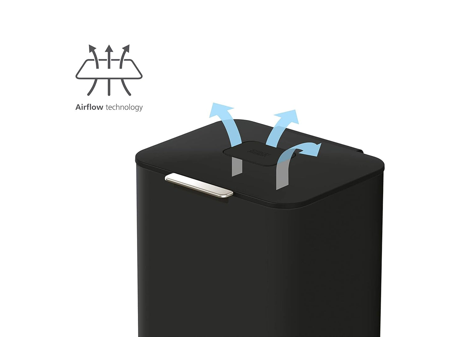 Joseph Joseph Totem Max 60 Liter/15.85 Gallon Waste Separation and Recycling Kitchen Trash Can with Odor Filter and Removable Food Waste Caddy, Stainless Steel