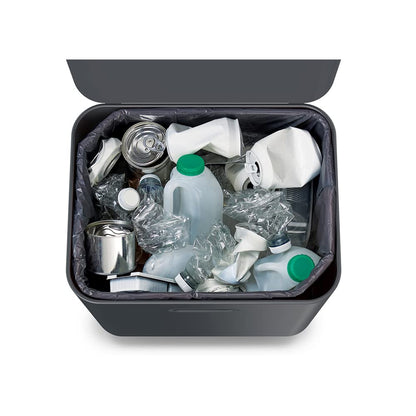 Joseph Joseph Totem Max 60 Liter/15.85 Gallon Waste Separation and Recycling Kitchen Trash Can with Odor Filter and Removable Food Waste Caddy, Stainless Steel