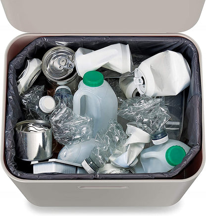 Joseph Joseph Totem Max 60 Liter/15.85 Gallon Waste Separation and Recycling Kitchen Trash Can with Odor Filter and Removable Food Waste Caddy, Stainless Steel