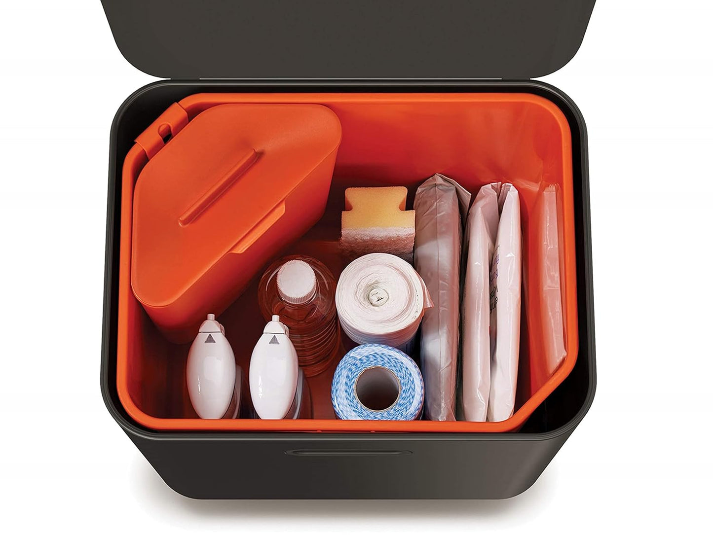 Joseph Joseph Totem Max 60 Liter/15.85 Gallon Waste Separation and Recycling Kitchen Trash Can with Odor Filter and Removable Food Waste Caddy, Stainless Steel