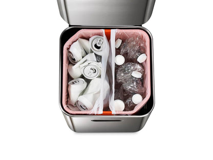 Joseph Joseph Totem Max 60 Liter/15.85 Gallon Waste Separation and Recycling Kitchen Trash Can with Odor Filter and Removable Food Waste Caddy, Stainless Steel