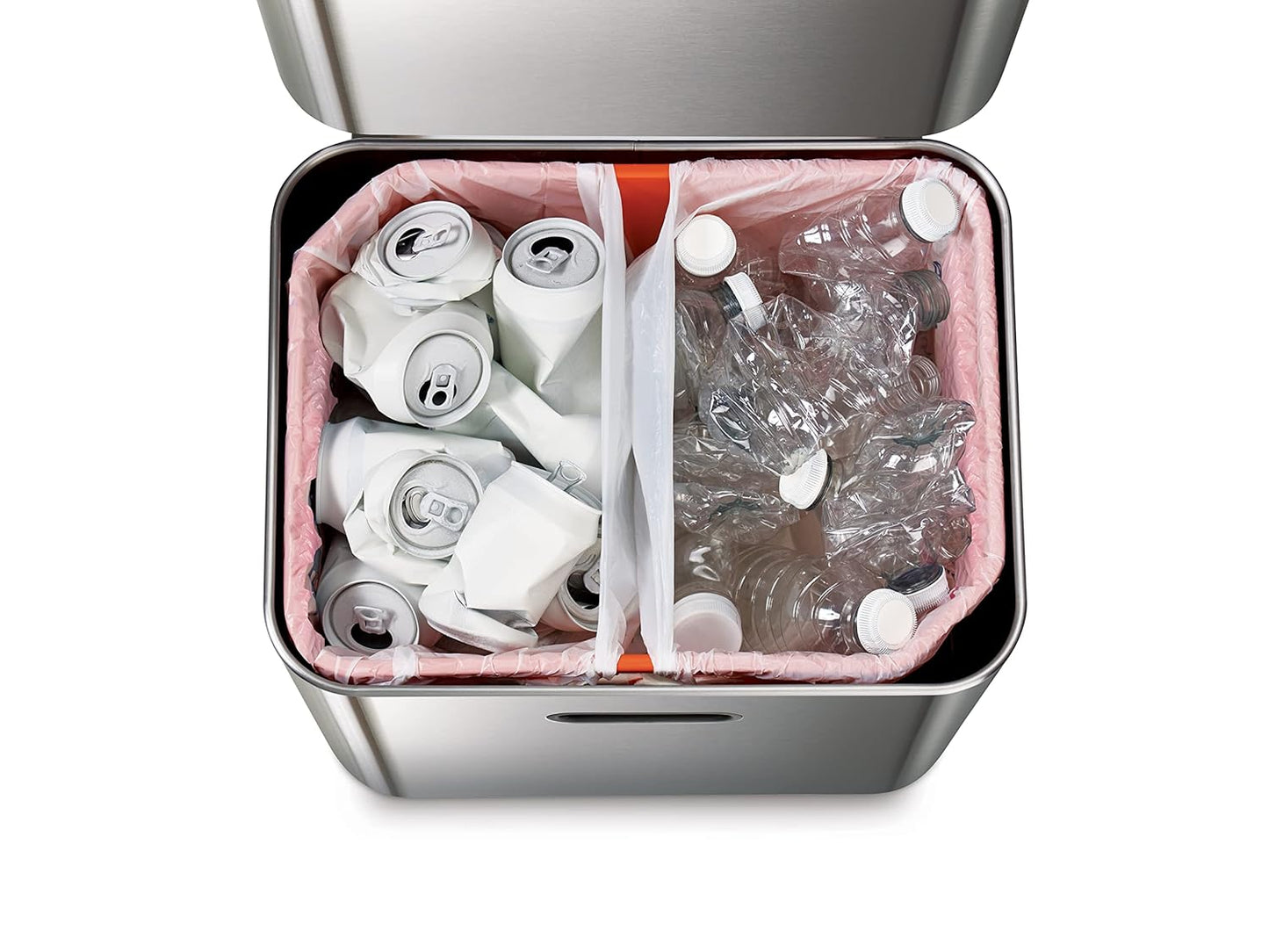 Joseph Joseph Totem Max 60 Liter/15.85 Gallon Waste Separation and Recycling Kitchen Trash Can with Odor Filter and Removable Food Waste Caddy, Stainless Steel