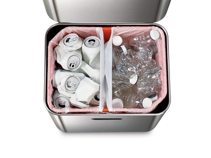 Joseph Joseph Totem Max 60 Liter/15.85 Gallon Waste Separation and Recycling Kitchen Trash Can with Odor Filter and Removable Food Waste Caddy, Stainless Steel