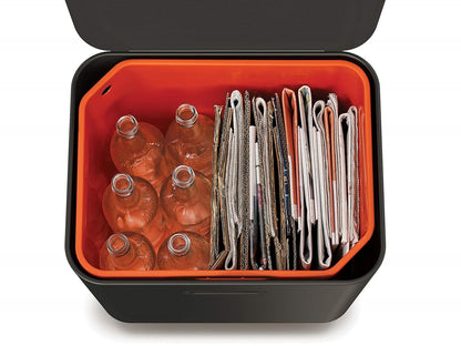 Joseph Joseph Totem Max 60 Liter/15.85 Gallon Waste Separation and Recycling Kitchen Trash Can with Odor Filter and Removable Food Waste Caddy, Stainless Steel