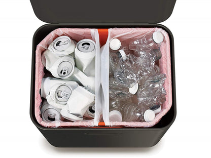 Joseph Joseph Totem Max 60 Liter/15.85 Gallon Waste Separation and Recycling Kitchen Trash Can with Odor Filter and Removable Food Waste Caddy, Stainless Steel