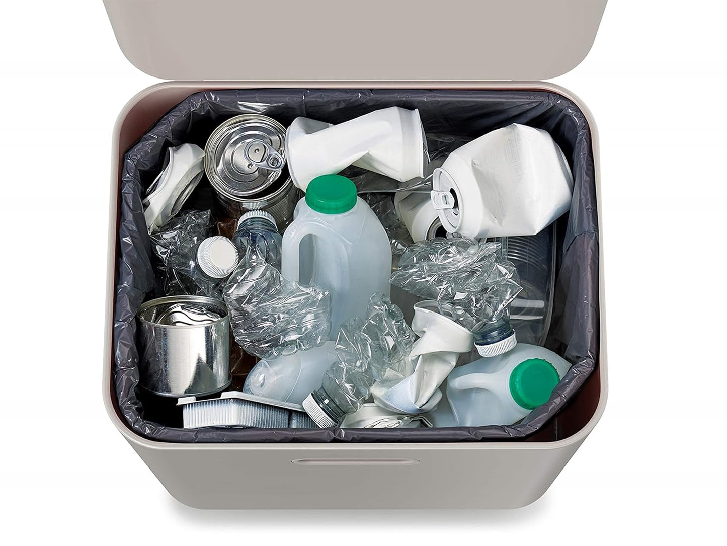 Joseph Joseph Totem Max 60 Liter/15.85 Gallon Waste Separation and Recycling Kitchen Trash Can with Odor Filter and Removable Food Waste Caddy, Stainless Steel