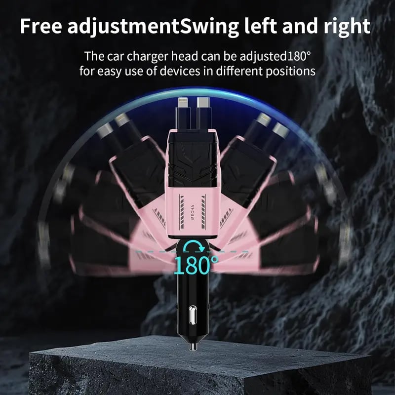 ⏰Christmas Limited-Time Offer🎄Retractable Car Charger 4 in 1 USB C Fast Charging Adapter with Dual Charge Port